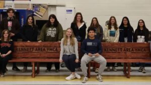 UHS students on benches