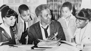 Bayard Rustin with young civil rights activists.
