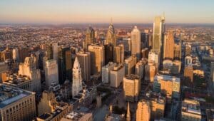 Top View of Downtown Skyline Philadelphia