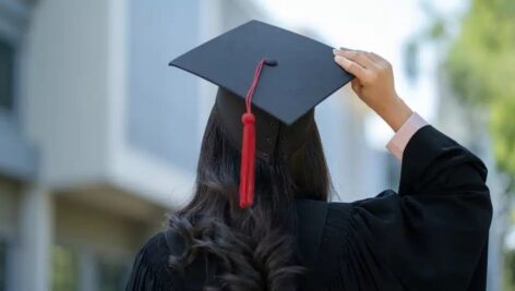 woman wearing graduation cap