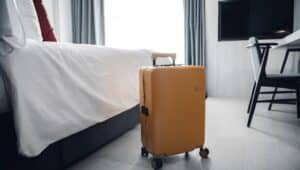 Hotel Room with rolling suitcase