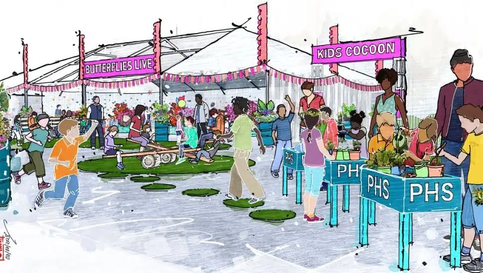 Artists rendition of the Philadelphia Flower Show Kids Cocoon