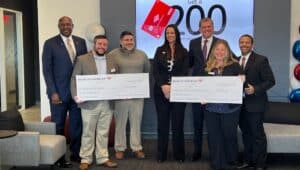 Bank of America presents checks to Chester County Food Bank and and Habitat for Humanity of Chester County.