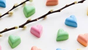 colorful heart-shaped chocolates