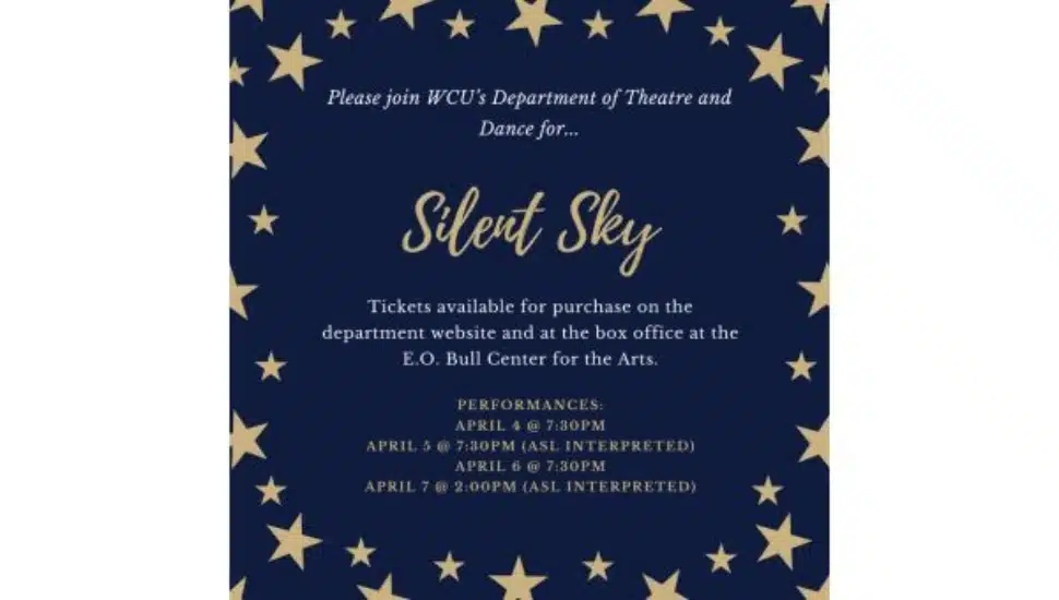 An informational graphic on how WCU will present "Silent Sky."
