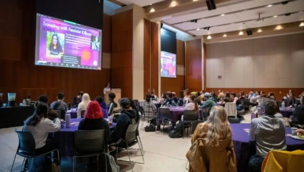 people gathered for a presentation at WCU.