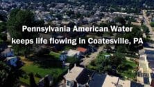image of the city of Coatesville from above with the words, "Pennsylvania American Water keeps life flowing in Coatesville, PA"