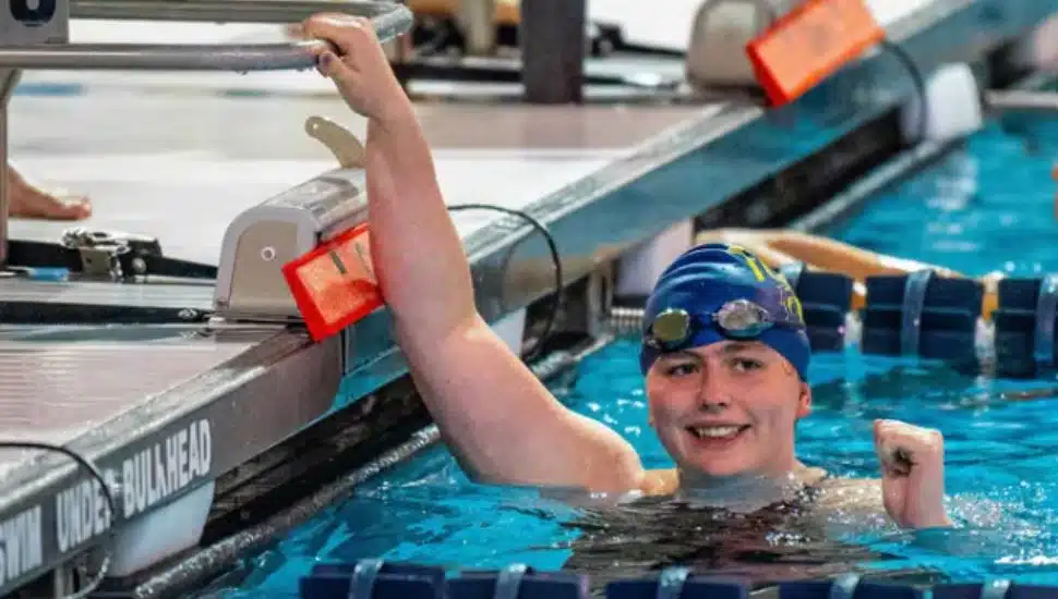 Lauren Wolstenholme in the pool after a race