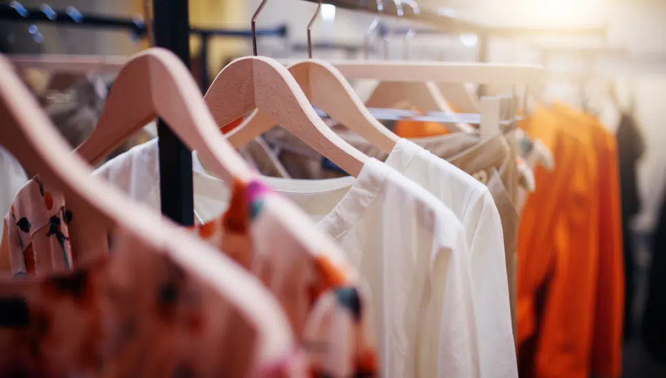 clothing hanging on rack