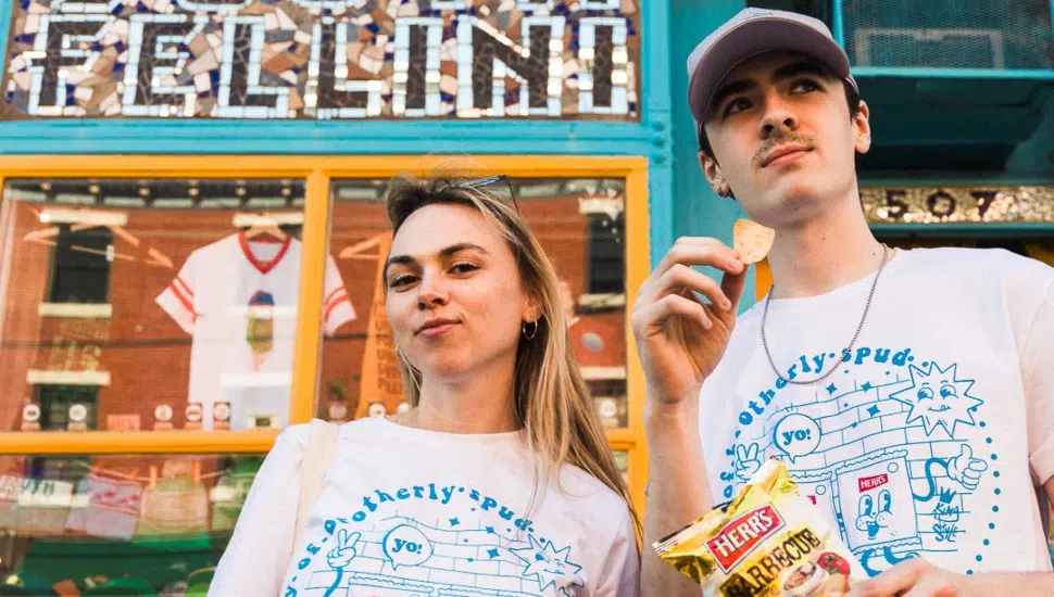 herr's new merch campaign: people wearing tshirts