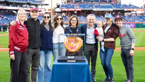 Dr. Michael Ciccotti with family and colleagues before a Phillies game.