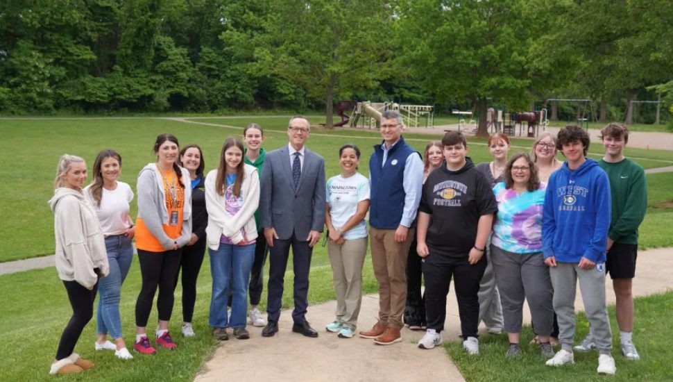 From left, President Brian Stocker, Bradford Heights Principal Dr. Ilana Shipe, and DASD Superintendent Dr. Robert O’Donnell.