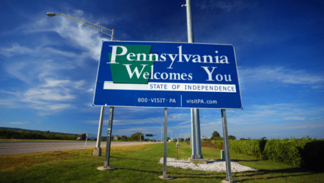 Pennsylvania welcome sign