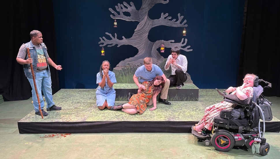 DCCC students in a scene from “Romeo and Juliet,” which will be presented outdoors June 5 to 8 at the College’s Marple Campus.