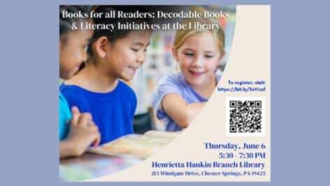 Flyer showing the details for the "Books for all Readers" community workshop on Thursday, Jun. 6, from 5:30-7:30 PM.