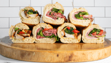 stacked hoagies on a plate
