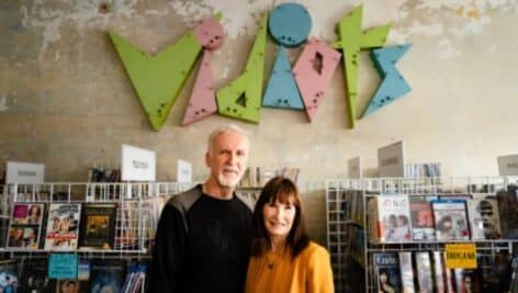 L to R: James Cameron, Gale Anne Hurd (photographed at Vidiots).