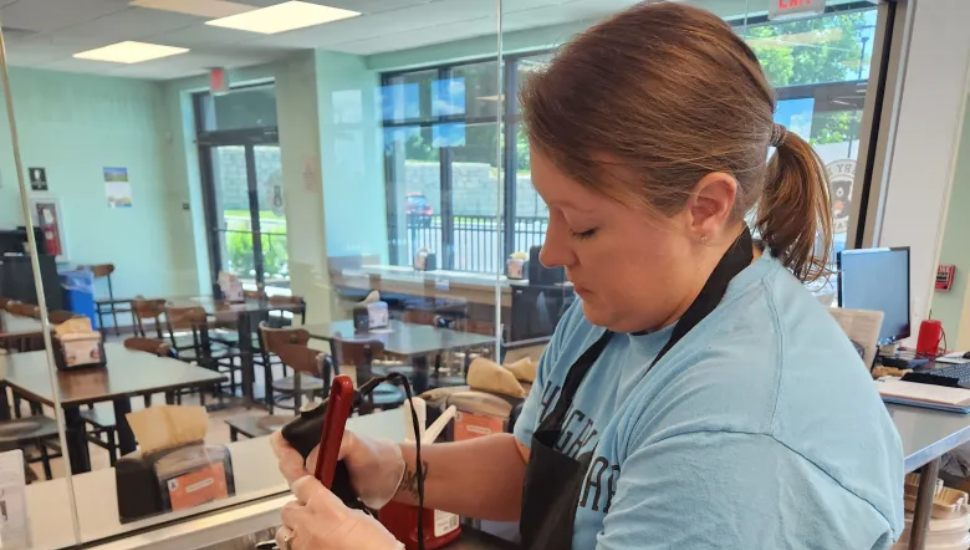 Melinda Shaw makes ice cream at Hangry Bear Creamery.