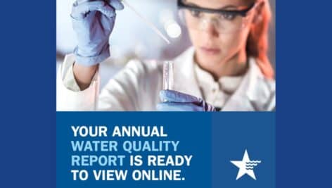 Graphic with the text, "Your Annual Water Quality Report Is Ready To View Online."