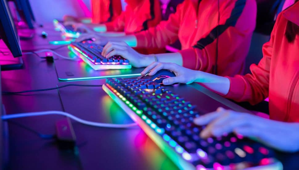 people playing on gaming computers