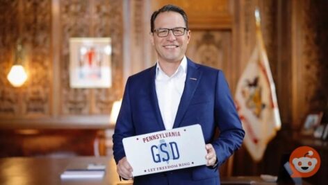 Displaying a new Pennsylvania license plate with his slogan, GSD, Gov. Josh Shapiro said that the new decorative plates featuring the Liberty Bell to commemorate the 250th anniversary of the country will be available next year.