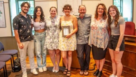 Tess Wofford, center, with friends and family.