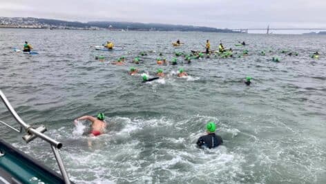 Team Hydro swimmers at the 2023 annual Alcatraz swim.