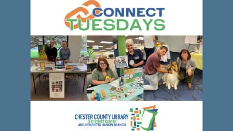 A flyer promoting Connect Tuesdays at Chester County Library.