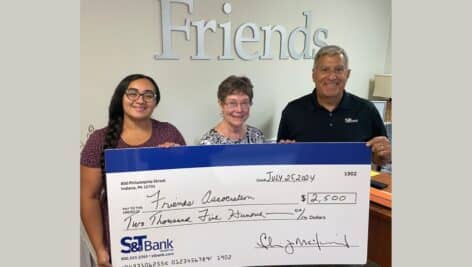 Group gathered from S&T Bank and the Friends Association to present a check from S&T as a sponsor for the 36th Annual Gala.