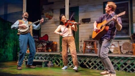 David M. Lutken, EJ Zimmerman, and Rob Morrison in The Porch on Windy Hill.