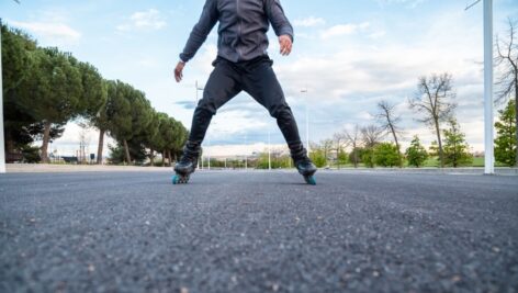 man rollerskating