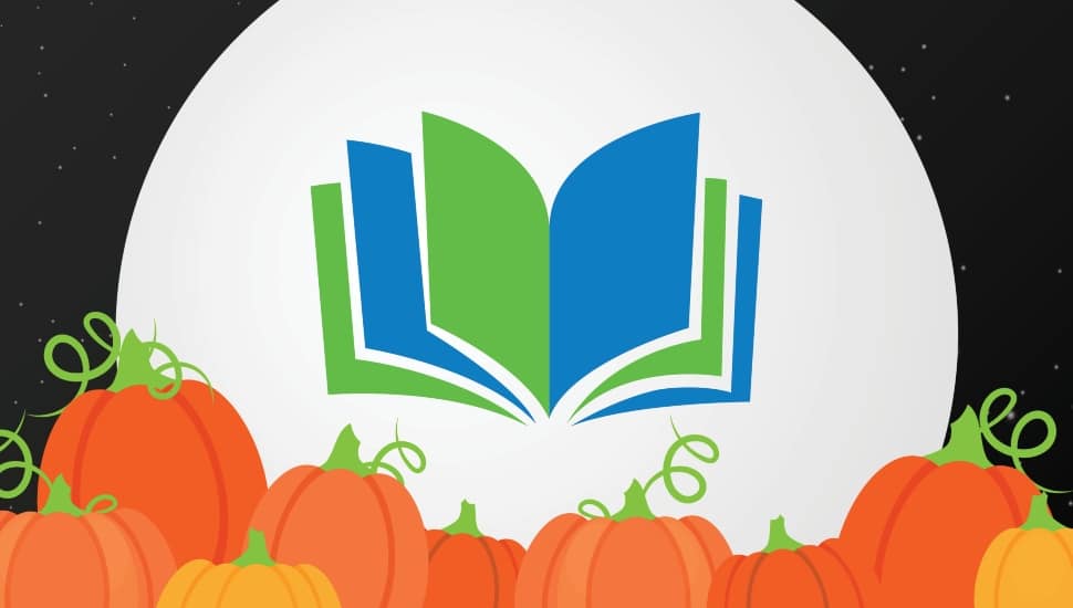 A pumpkin patch with the Partner in Outreach book logo above.