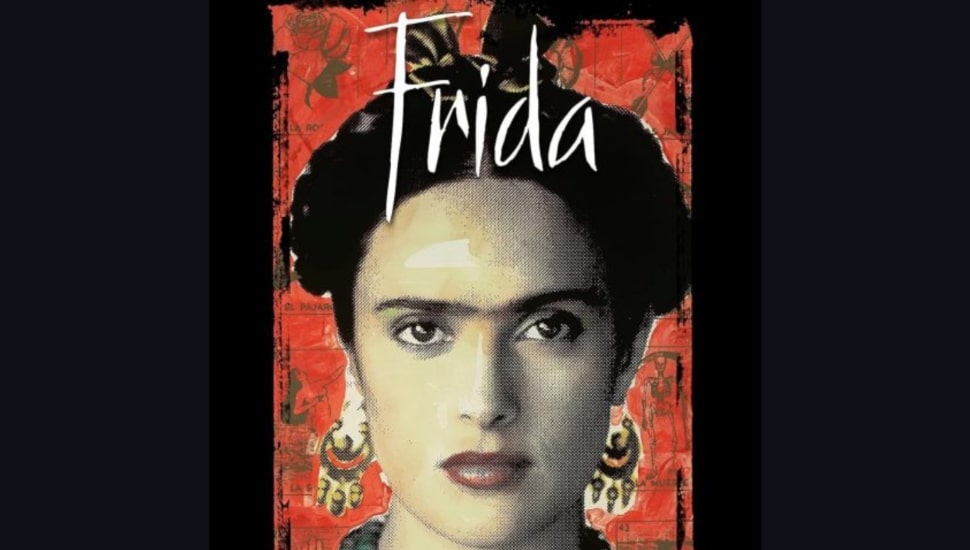 The movie image/poster for Frida featuring Salma Hayek.