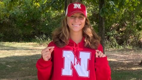 Mia Cairone in the University of Nebraska apparel