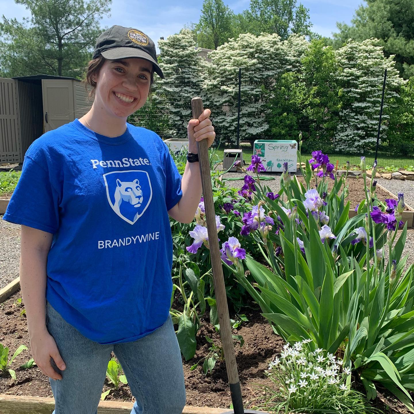 Penn State Brandywine Campus Garden Student Coordinator McKenna Loney has ben prepping and planting in the sustainable garden.