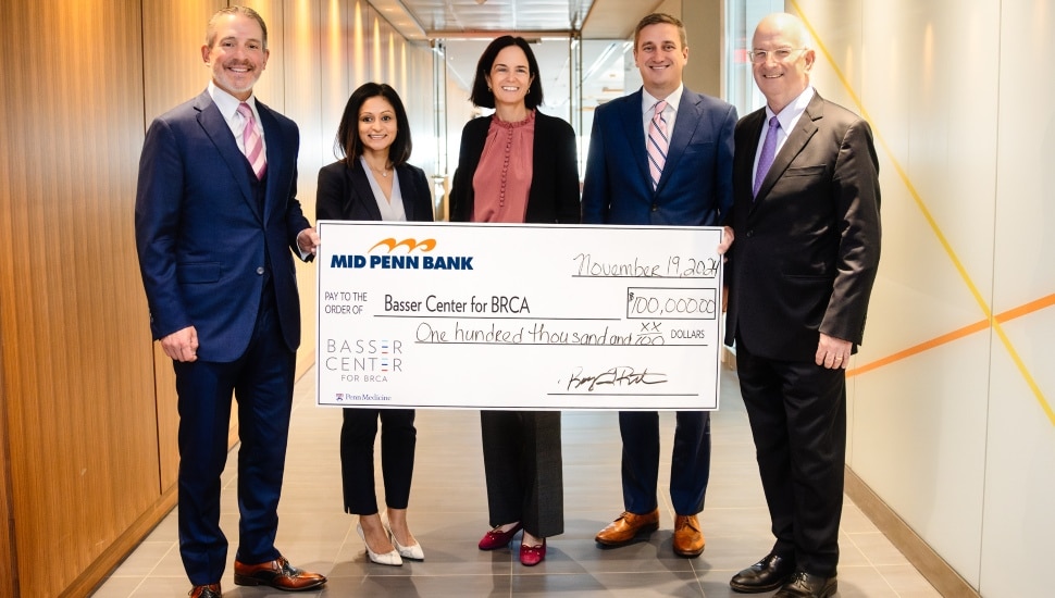 large check donation to cancer center