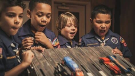 Group of Chester County Boy Scouts of America participating in a group project.