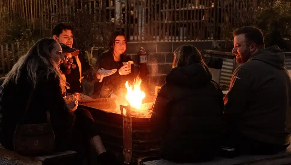 people enjoying time outside at beer garden