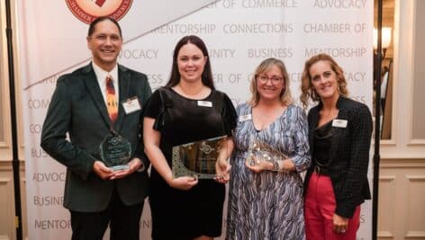 From left, Bill Shaw, Life Transforming Ministries; Mikaila Szkil, Citadel; Brenda McNeil, Mahoney Environmental; Rachel Cathell, WCCCC.