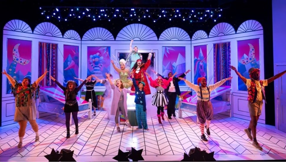 Actors on stage for a Holiday Panto production at People's Light.
