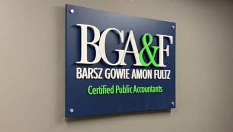 Barsz Gowie Amon & Fultz (BGA&F) sign.