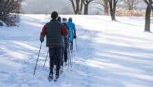 Berks County cross-county skiers on trails after snowstorm.