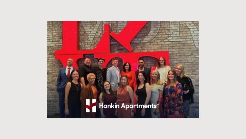 Hankin Apartments' team members gather for a photo celebrating its recent award for 2024 “Best Places to Work Multifamily®”.