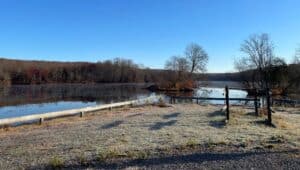 French Creek State Park lake and woods.