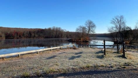 French Creek State Park lake and woods.