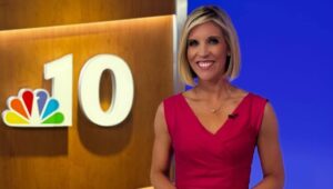 Rosemary Connors at NBC10 in a pink dress.