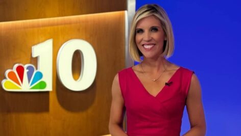 Rosemary Connors at NBC10 in a pink dress.