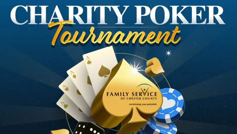 A flyer for the Family Service of Chester County poker tournament fundraiser.