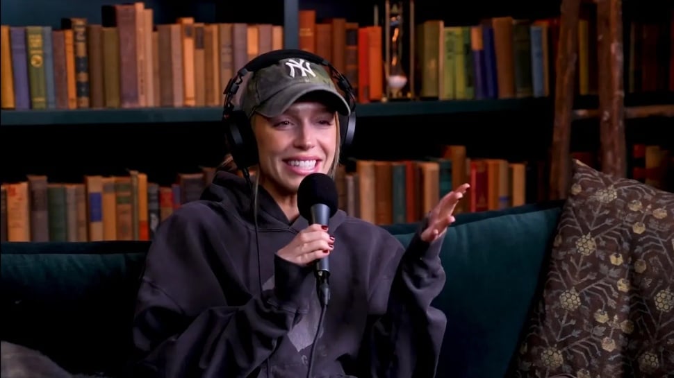 Alex Cooper talking on her podcast.