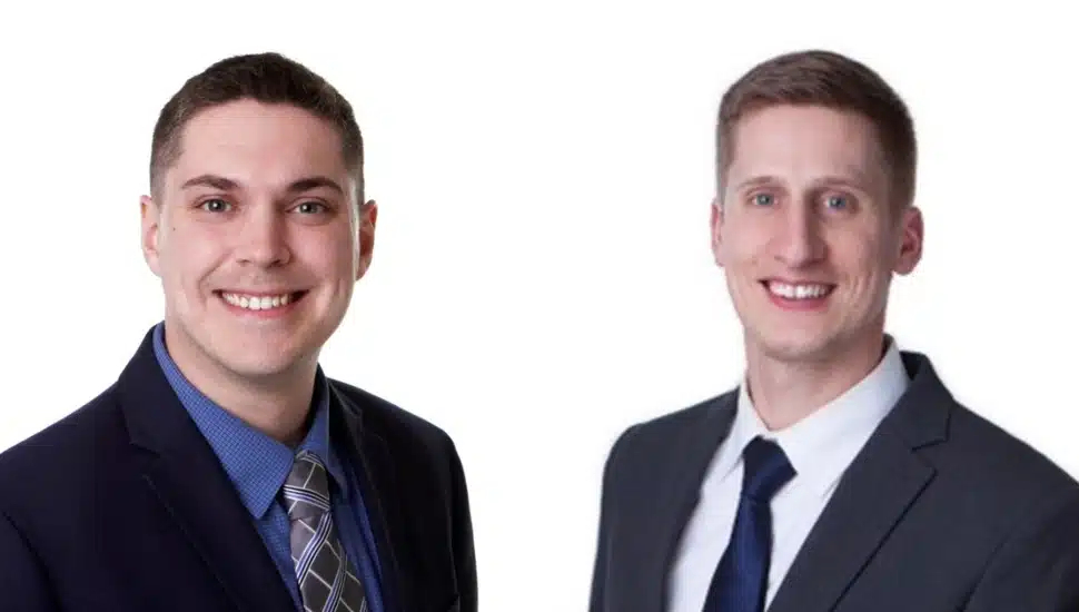 Headshots of banking executives.